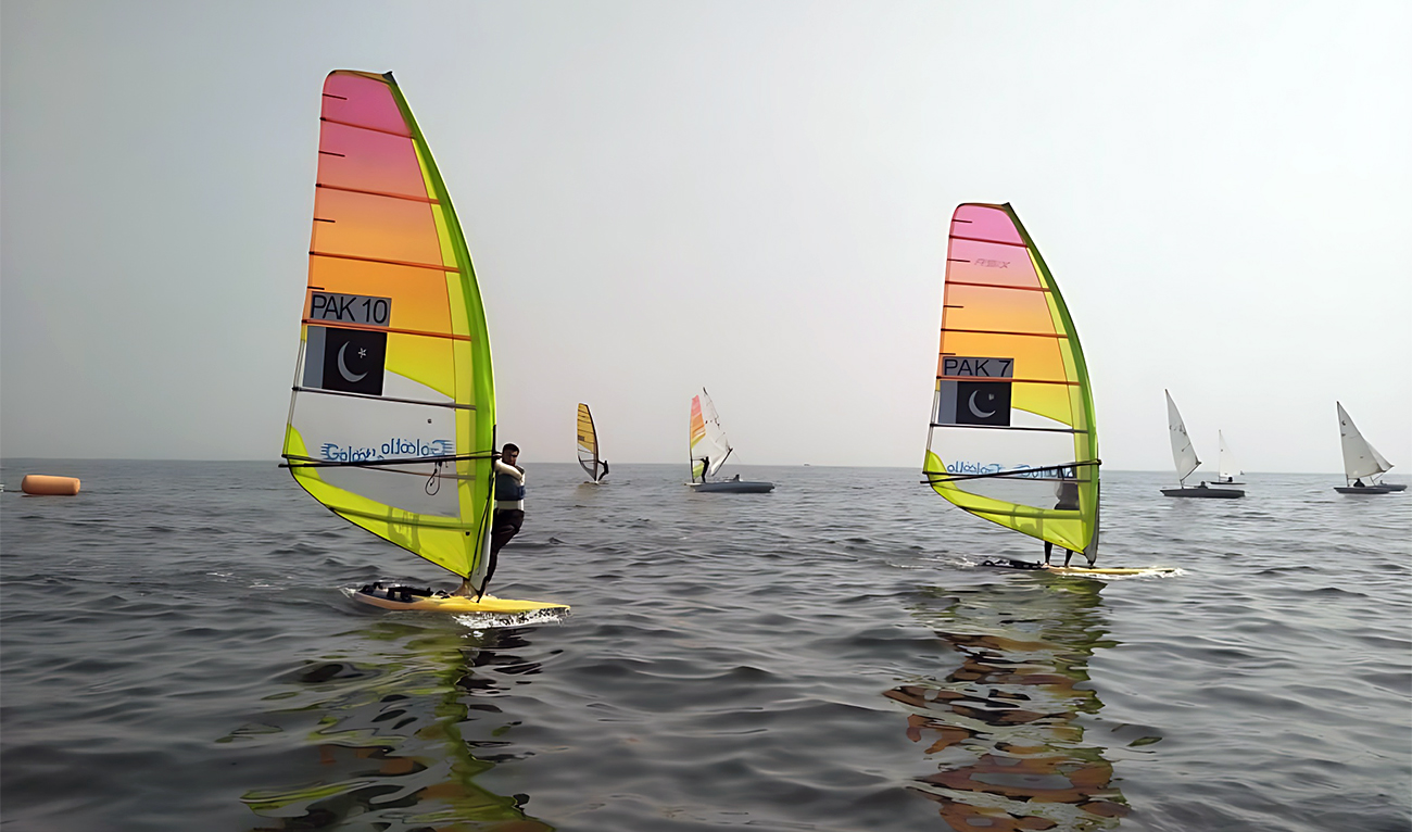 The file photo posted on July 29, 2019 shows Pakistani sailors sailing in the Arabian Sea off Karachi. (Pakistan Sailing/Facebook)