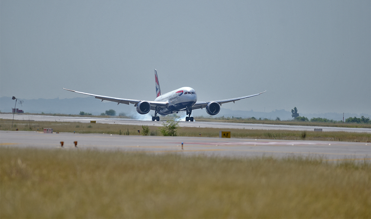 A British Airways aircraft lands on a runway at the Islamabad International Airport on the outskirts of Islamabad on June 3, 2019. (AFP/File)