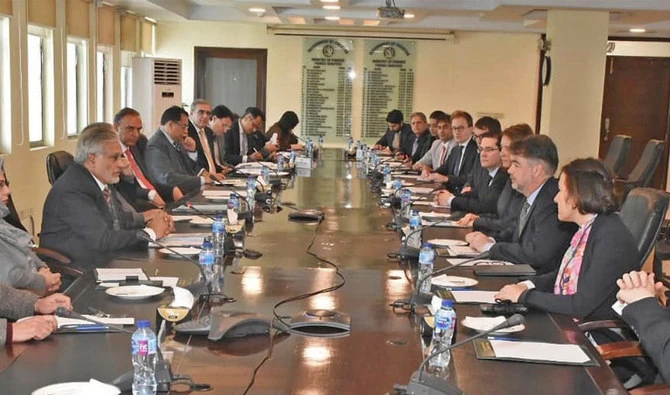 This file photo, taken on January 31, 2023, shows Pakistan and a visiting International Monetary Fund (IMF) mission hold discussions in Islamabad, Pakistan. (Photo courtesy: PID/File)