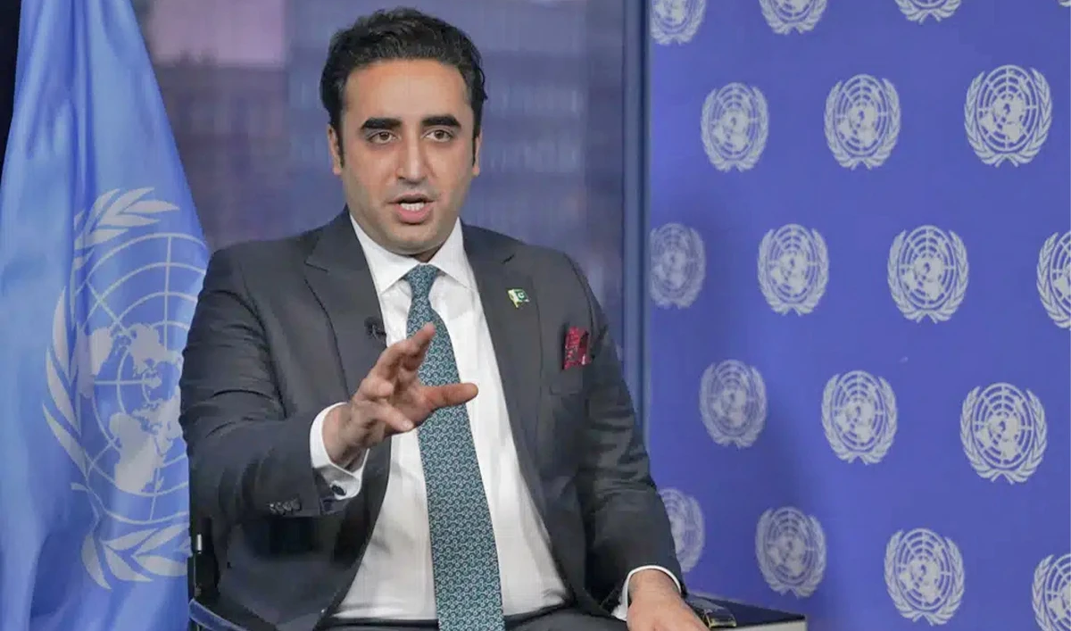Pakistani Foreign Minister Bilawal Bhutto-Zardari speaks during an interview with The Associated Press at United Nations headquarters in US on March 9, 2023. (AP/File)