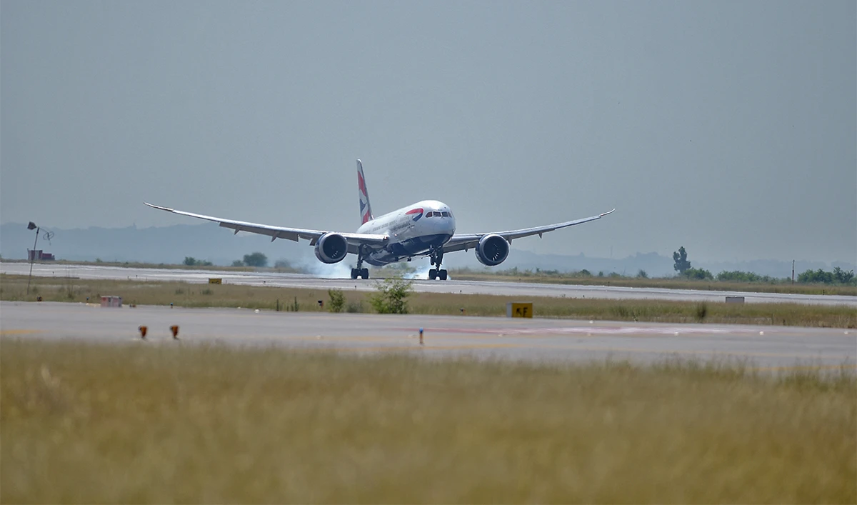 A British Airways aircraft lands on a runway at the Islamabad International Airport on the outskirts of Islamabad on June 3, 2019. (AFP/File)
