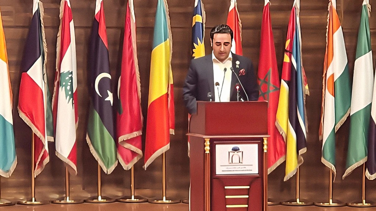 Pakistan Foreign Minister Bilawal Bhutto-Zardari speaks at the 49th Session of the OIC Council of Foreign Ministers on March 16, 2023. (Photo courtesy: Pakistan foreign office)