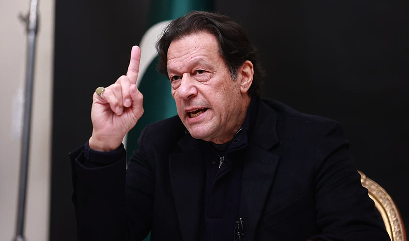 Pakistan's former prime minister Imran Khan addresses his supporters from his residence in Lahore on March 8, 2023. (Photo courtesy: Facebook/Imran Khan)