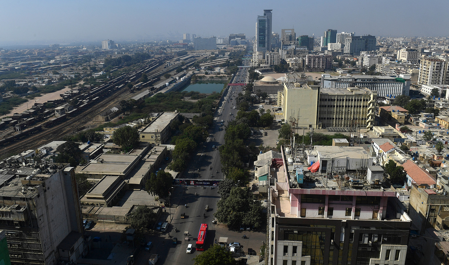 This general view shows the commercial district of Pakistan's port city of Karachi on February 3, 2023. (AFP/File)