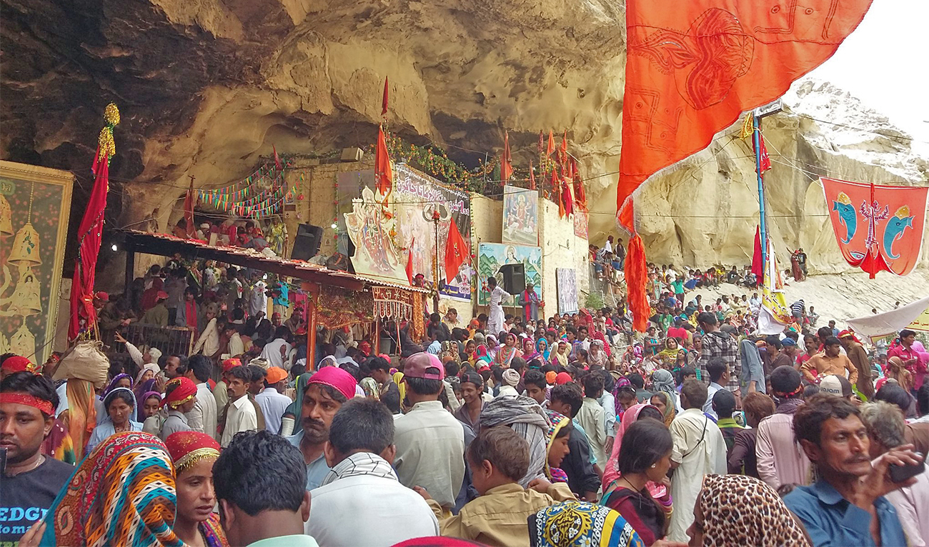 The picture posted on April 7, 2018, shows Hindu devotees celebrating the Hinglaj Mata festival at the Hinglaj Mata temple in Pakistan's Lasbela district. (Hinglaj Mata Mandir, Balochistan/Facebook)