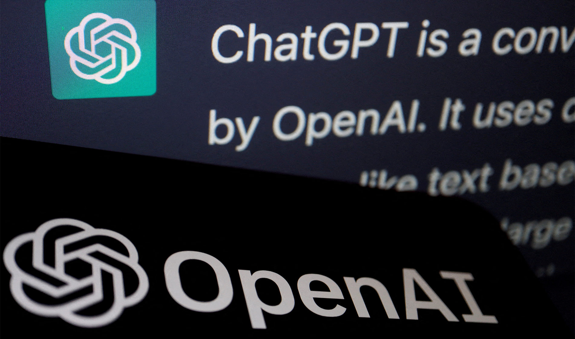 The logo of OpenAI is displayed near a response by its AI chatbot ChatGPT on its website, in this illustration picture taken February 9, 2023. (REUTERS/File)