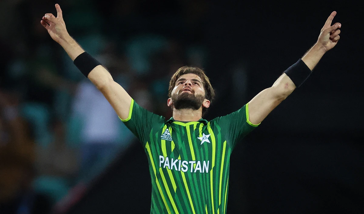 Pakistan’s Shaheen Shah Afridi reacts after dismissing South Africa’s Heinrich Klaasen during the 2022 ICC Twenty20 World Cup cricket tournament match between Pakistan and South Africa at the Sydney Cricket Ground (SCG) on November 3, 2022. (AFP/File)