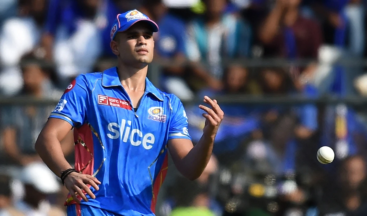 Mumbai Indians' Arjun Tendulkar fields the ball during the Indian Premier League (IPL) Twenty20 cricket match between Kolkata Knight Riders and Mumbai Indians at the Wankhede Stadium in Mumbai on April 16, 2023. (Photo courtesy: AFP)