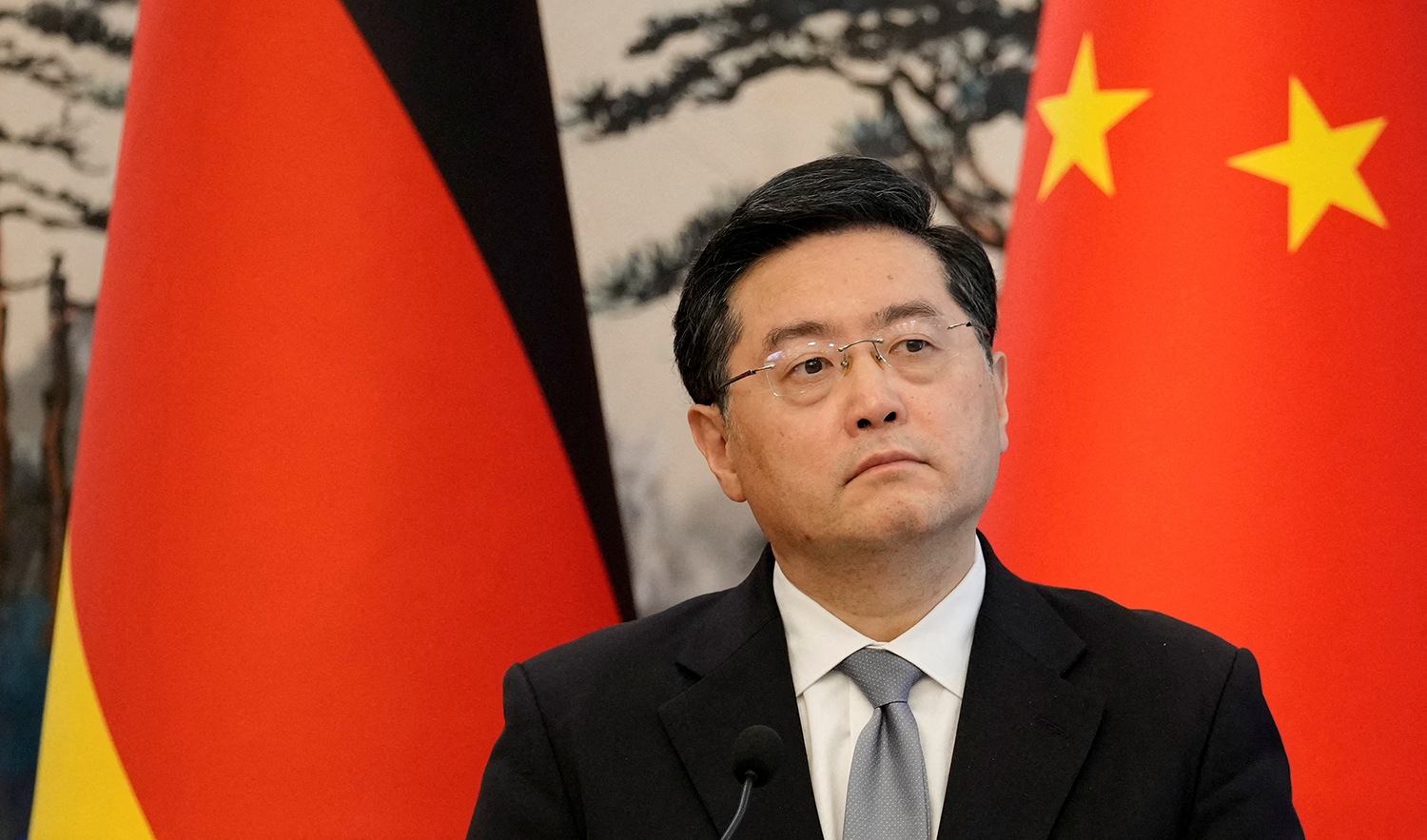 Chinese Foreign Minister Qin Gang attends a press conference at the Diaoyutai State Guesthouse in Beijing, China, on April 14, 2023. (Pool via REUTERS)