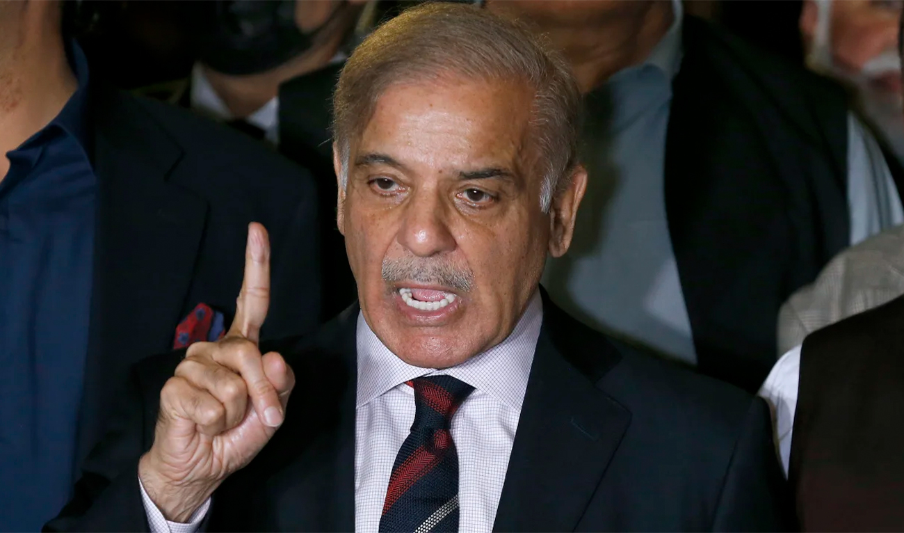 Pakistan Prime Minister Shehbaz Sharif speaks during a press conference after the Supreme Court decision, in Islamabad, Pakistan, on April 7, 2022. (AP/File)