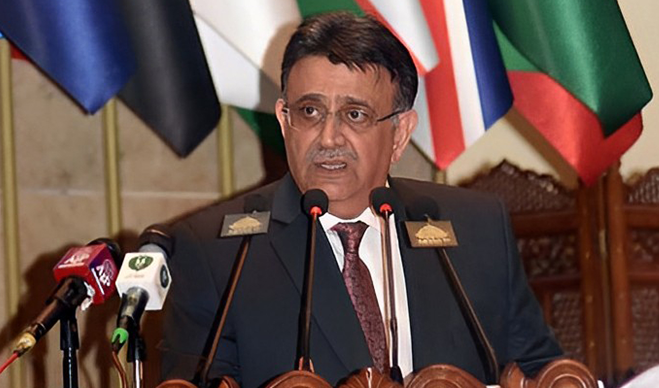 In this file photo, taken on September 24, 2022, Pakistan Chief Justice Umar Ata Bandial addresses the International Judicial Conference in Islamabad. (Photo courtesy: APP)