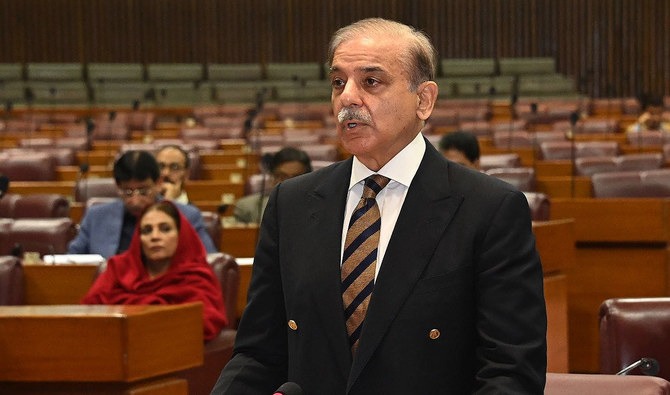 The file photo shows Pakistan Prime Minister Shehbaz Sharif speaking on the floor of the National Assembly in Islamabad on April 4, 2023. (Photo courtesy: Twitter/NAofPakistan)