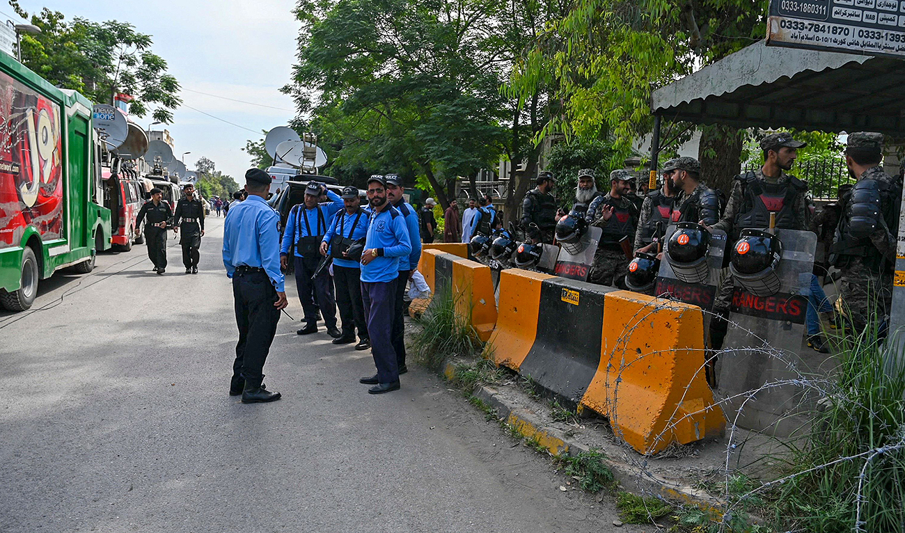 Rangers stand guard at the High Court for the arrival of Pakistan's former Prime Minister Imran Khan in Islamabad on May 12, 2023. (Photo courtesy: AFP)
