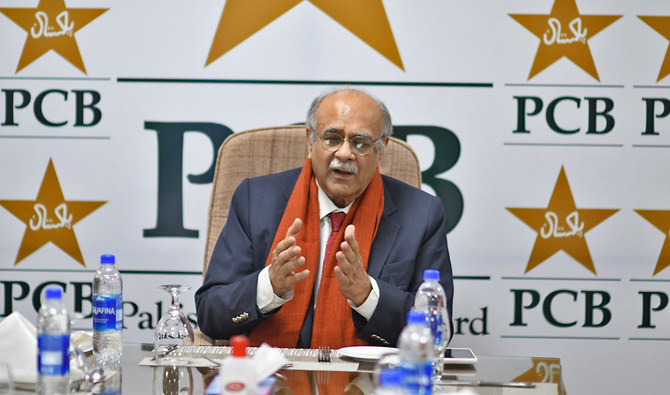 The photo taken on on December 26, 2022 shows chairman of the Pakistan Cricket Board (PCB), Najam Sethi, at National Bank Cricket Arena, Karachi, Pakistan. (Photo courtesy: PCB)