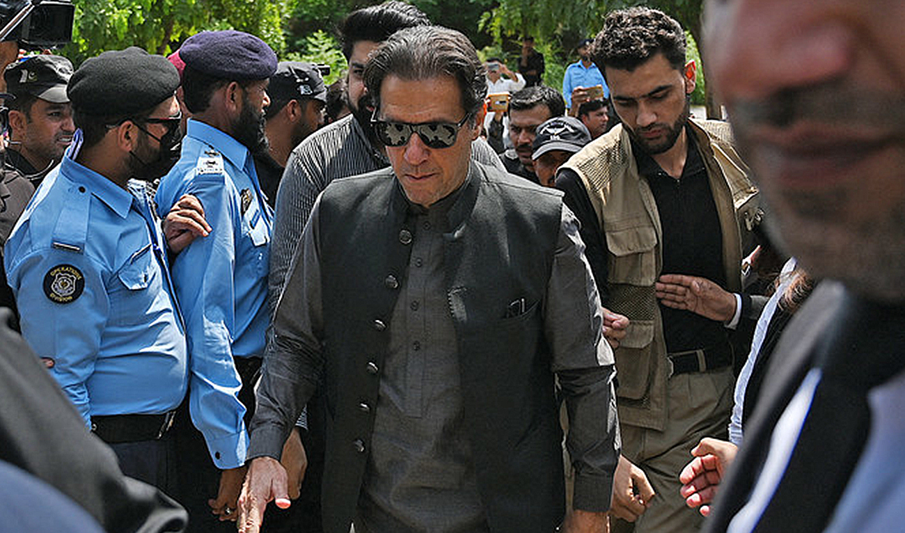 Pakistan's former Prime Minister Imran Khan (C) leaves after appearing before the High Court in Islamabad, Pakistan, on August 31, 2022. (AFP/File)