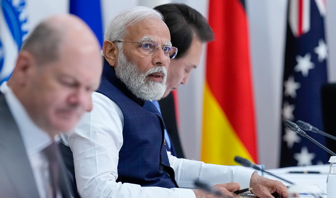 India's Prime Minister Narendra Modi takes part in a working session during the G7 Leaders' Summit in Hiroshima on May 20, 2023. (AFP/File)