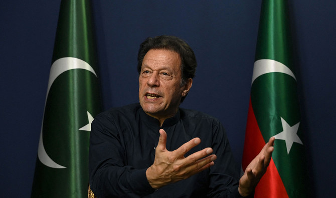 Former Pakistan's Prime Minister Imran Khan gestures as he speaks during an interview with AFP at his residence in Lahore on May 18, 2023. (Photo courtesy: AFP)