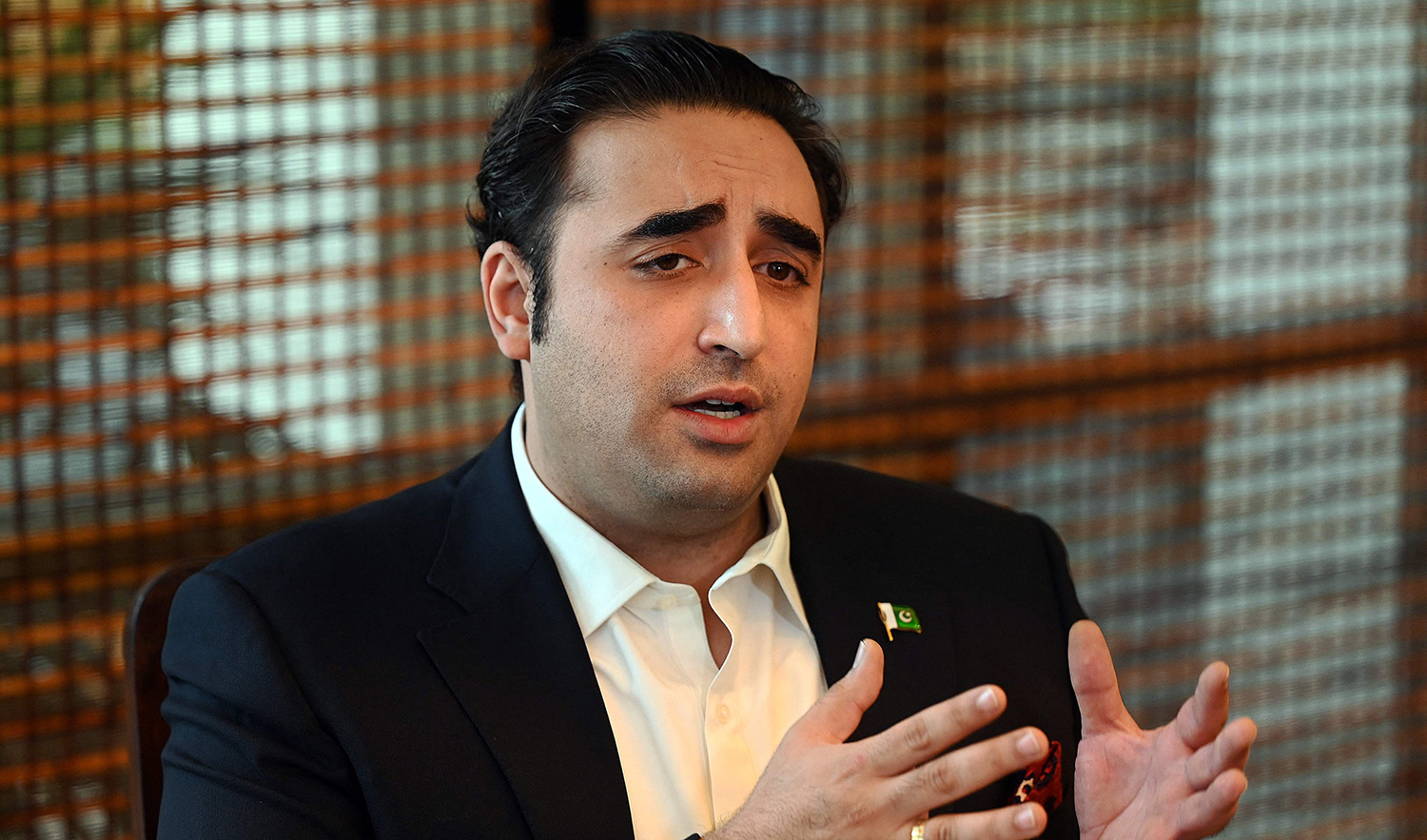 Pakistan's Foreign Minister Bilawal Bhutto Zardari speaks during an interview with AFP in Muzaffarabad, the capital of Pakistan-administered Kashmir on May 22, 2023. (AFP)