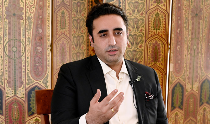 Pakistan's Foreign Minister Bilawal Bhutto Zardari, speaks during an interview at the Embassy of Pakistan in Washington, DC, September 27, 2022. (AFP/File)