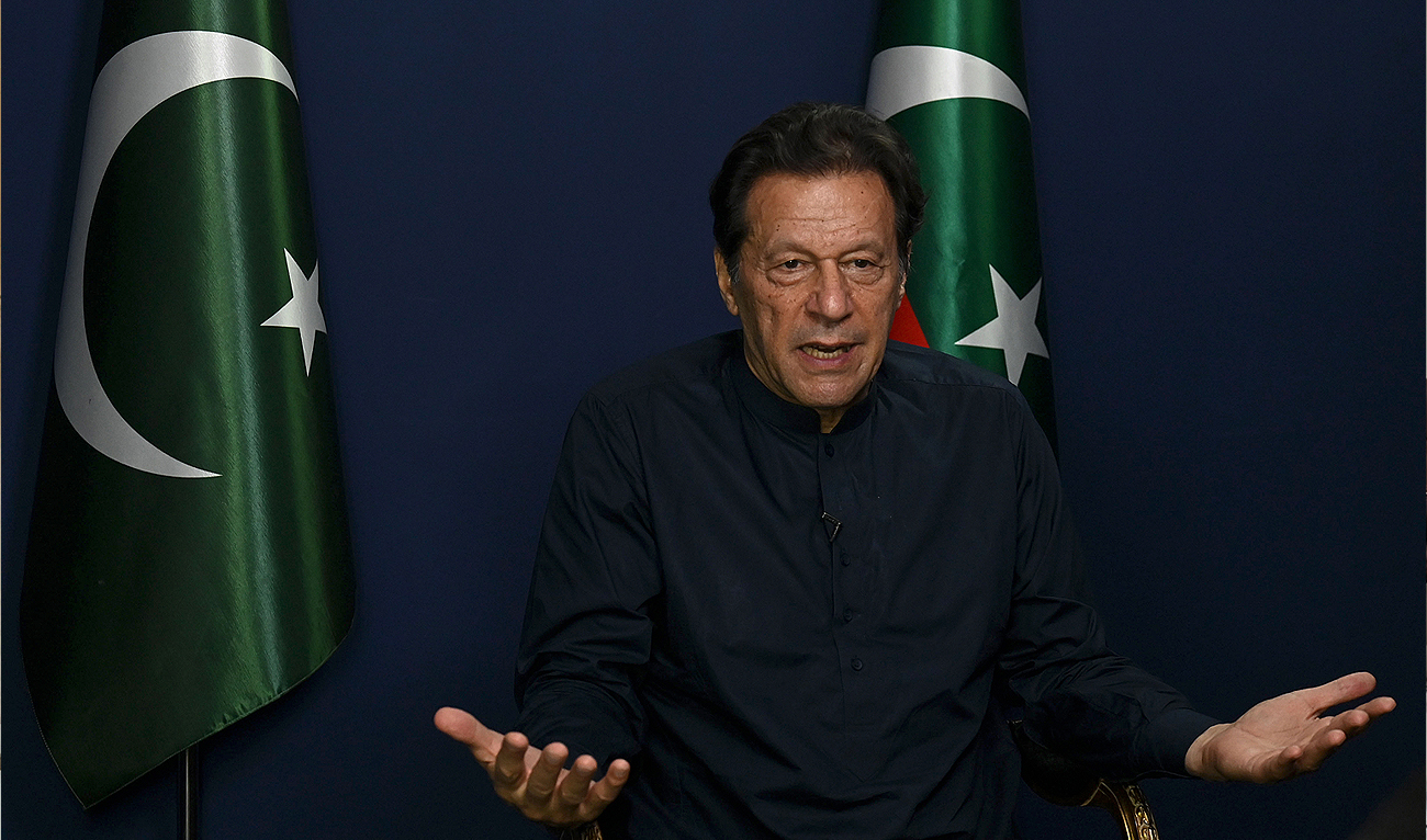 Former Pakistan's Prime Minister Imran Khan speaks during an interview at his residence in Lahore on May 18, 2023. (Photo courtesy: AFP)