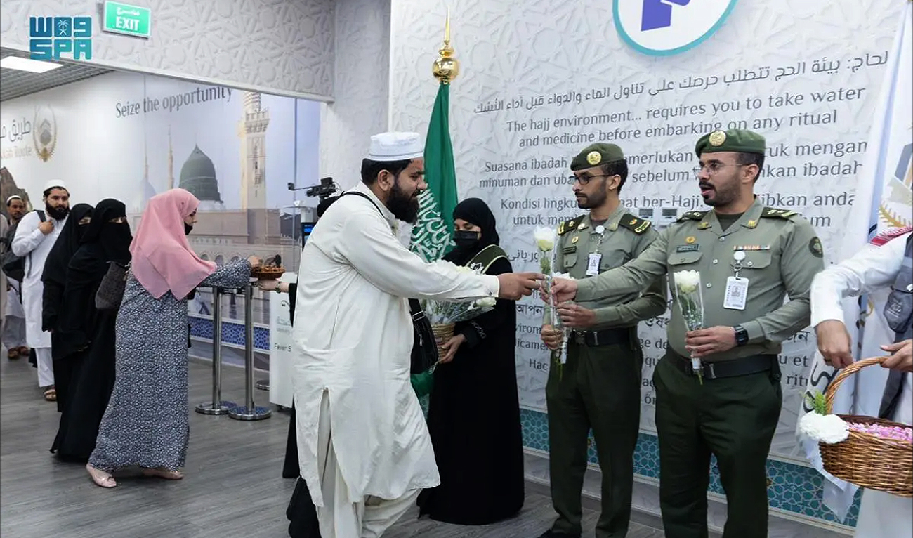 In this picture taken, on May 22, 2023, a Pakistani Hajj pilgrim arrives at the Prince Mohammad bin Abdulaziz International Airport in Madinah, Saudi Arabia. (Photo courtesy: Saudi Press Agency)
