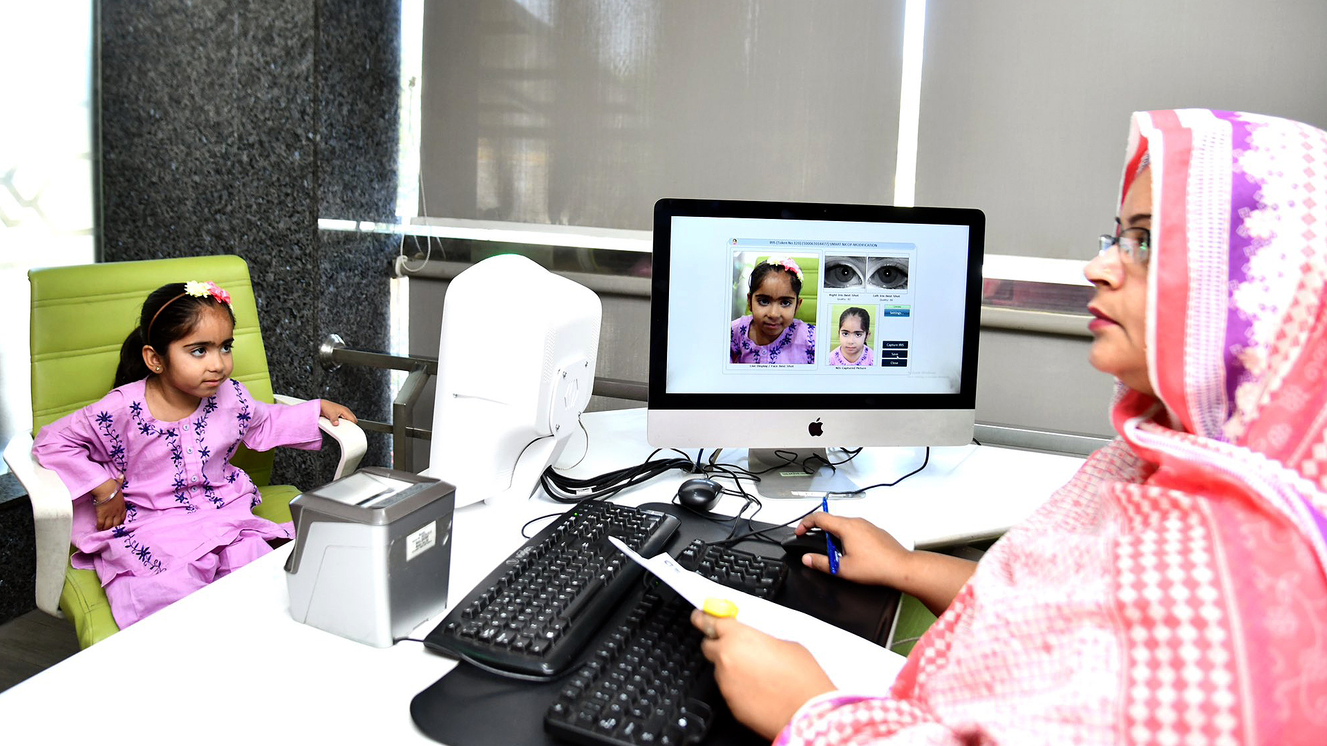 This picture taken on June 3, 2023, shows newly launched iris-recognition technology at the National Database and Registration Authority (NADRA) office for new registrations and biometric verification in Islamabad. (Photo courtesy: Twitter/NADRA)
