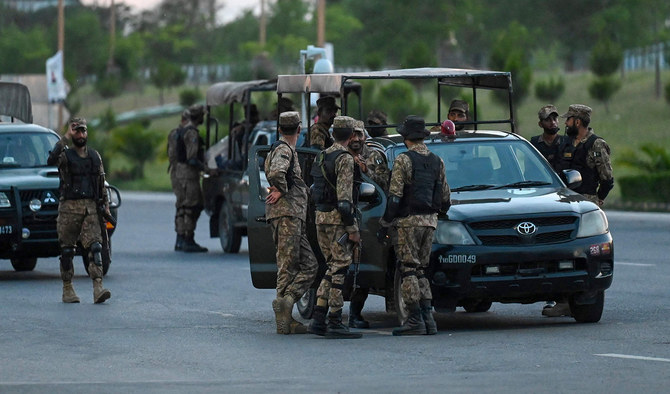 Army troops stand guard in the "red zone" in Islamabad on May 11, 2023. (Photo courtesy: AFP/File)