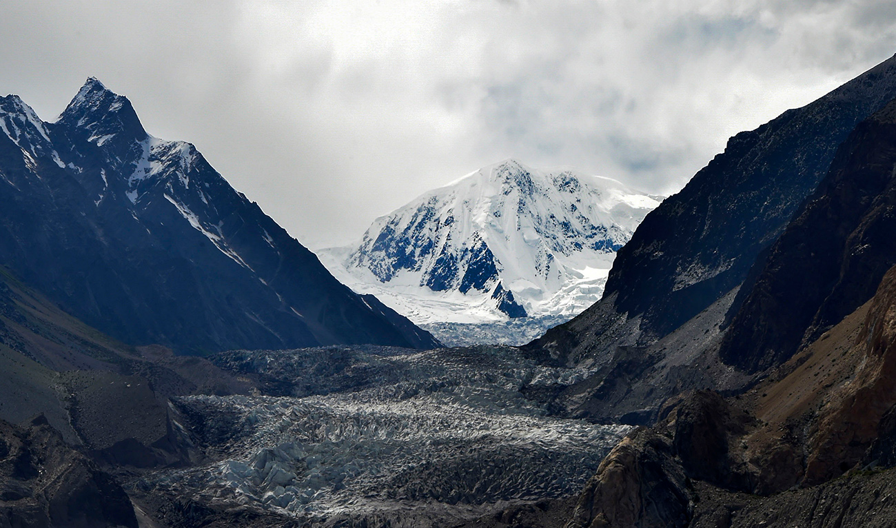This aerial picture taken on June 10, 2022, shows Passu glacier near Passu village in Pakistan's Gilgit-Baltistan region. (AFP/File)