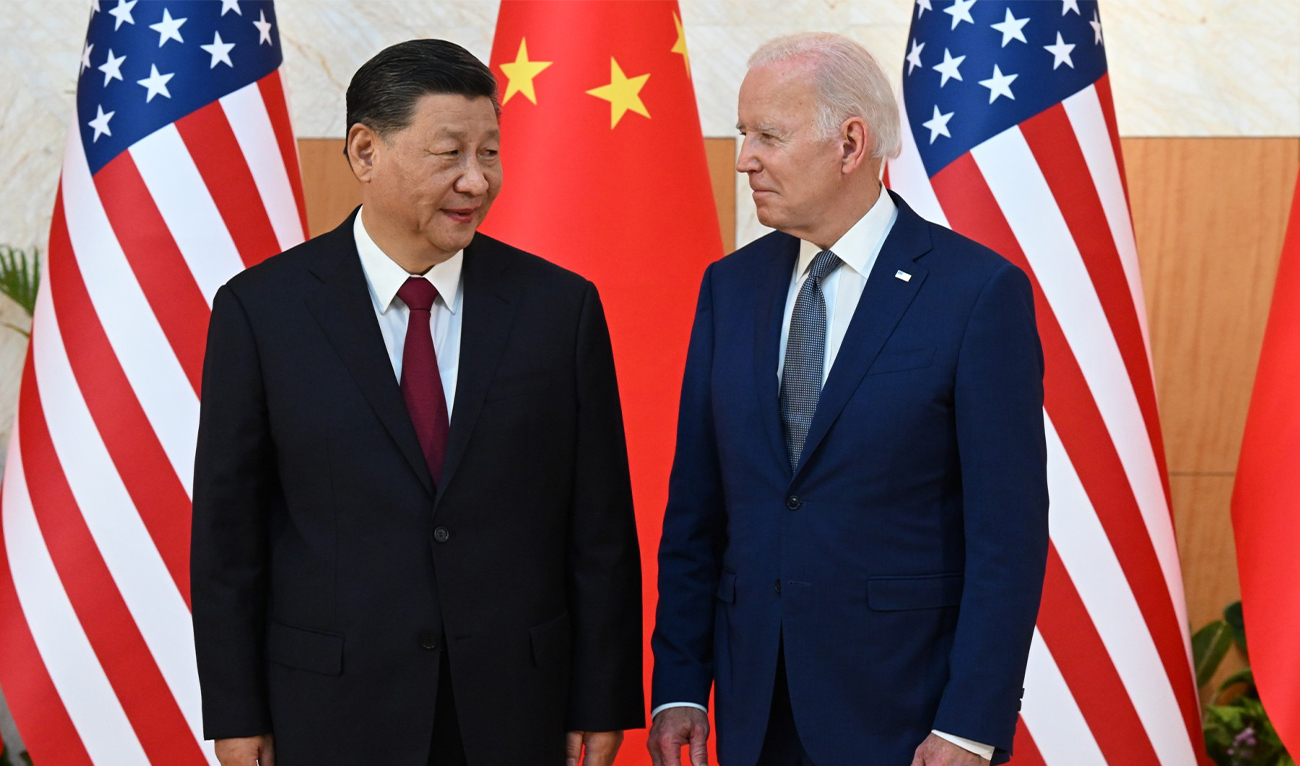 US President Joe Biden (R) and China's President Xi Jinping (L) meet on the sidelines of the G20 Summit in Nusa Dua on the Indonesian resort island of Bali on November 14, 2022. (AFP/File)
