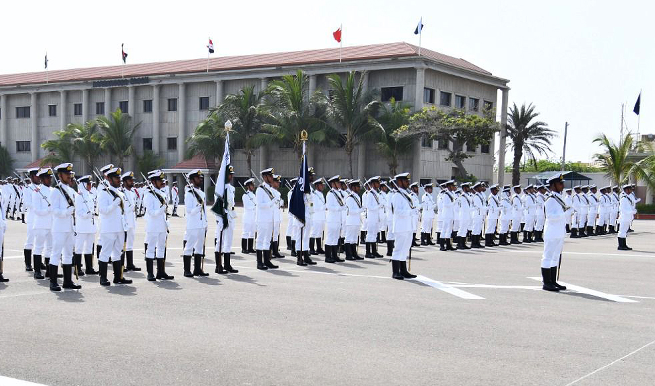 Cadets line up during a graduation ceremony for a new batch of cadets at the Pakistan Naval Academy in Karachi on June 24, 2023. (Photo courtesy: ISPR)