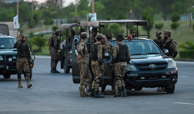 Army troops stand guard in the "red zone" in Islamabad on May 11, 2023. (Photo courtesy: AFP/File)