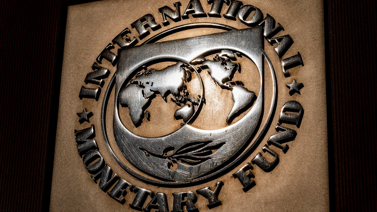 The logo of the International Monetary Fund is visible on its building, April 5, 2021, in Washington. (AP/File)