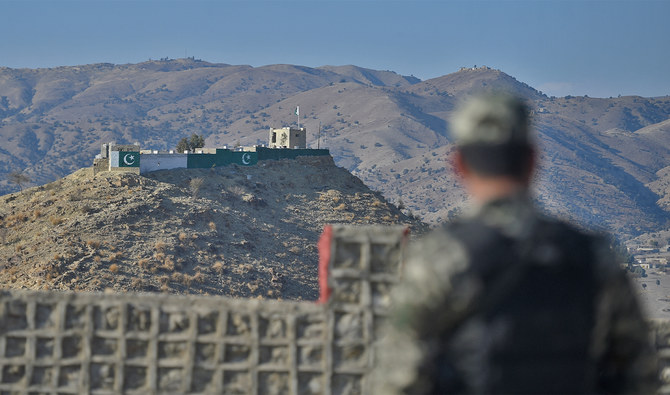 A Pakistani army soldier stands guard on a border terminal in Ghulam Khan, a town in North Waziristan, on the border between Pakistan and Afghanistan, on January 27, 2019. (AFP/File)