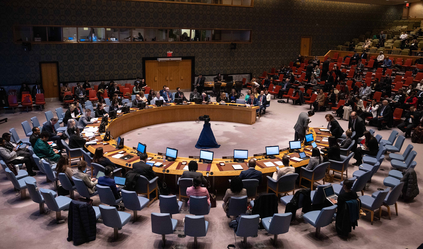 The UN Security Council holds a meeting at UN Headquarters in New York, US, on March 7, 2023. (AFP/File)