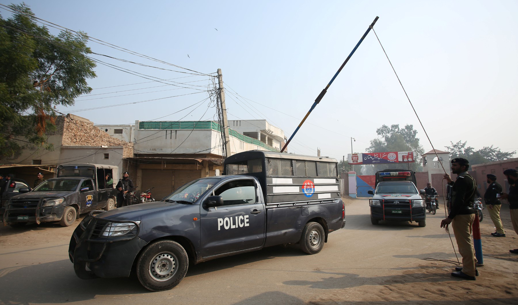 Police patrol outside the central jail in Multan, Pakistan, on December 21, 2019. (AFP/File)