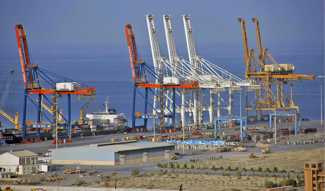 Heavy-duty cranes towering above the first, 602-meter long quay of the port of Gwadar in Balochistan, Pakistan on October 3, 2017. (AP/File)