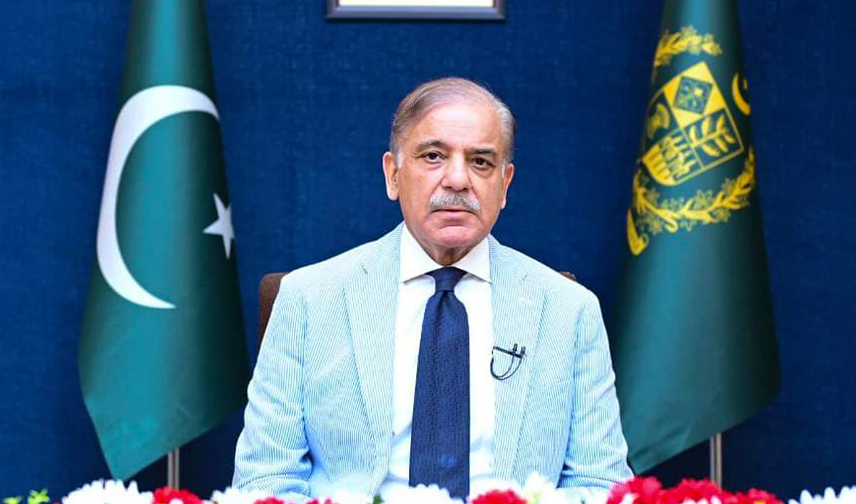 Pakistan Prime Minister Shehbaz Sharif addresses the nation in Islamabad, Pakistan, on July 13, 2023. (@GovtofPakistan/Twitter)