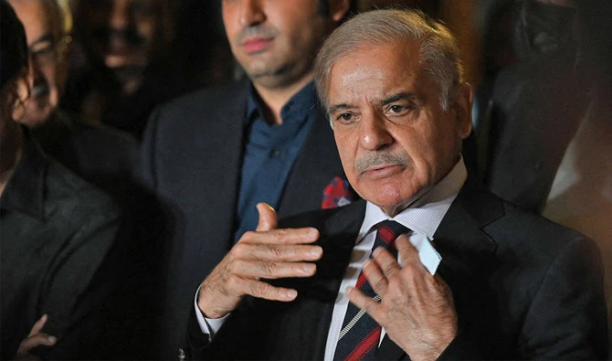 Pakistan's Prime Minister Shehbaz Sharif speaks to media during a press conference in Islamabad, Pakistan, on April 7, 2022. (AFP/File)