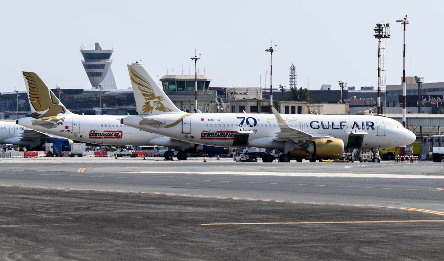 Gulf Air aircraft at Bahrain International Airport on November 5, 2019. (AFP/File)