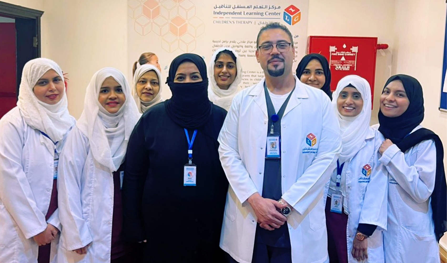The undated picture shows Faiza Abdulaziz (third left), a Pakistani expatriate woman, with her team from Independent Learning Center in Jeddah, Saudi Arabia. (Photo coutesy: Faiza Abdulaziz)