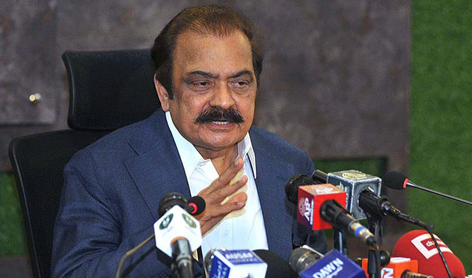Pakistan's former interior minister Rana Sanaullah addresses a press conference in Islamabad, Pakistan, on July 28, 2022. (Photo courtesy: APP/File)