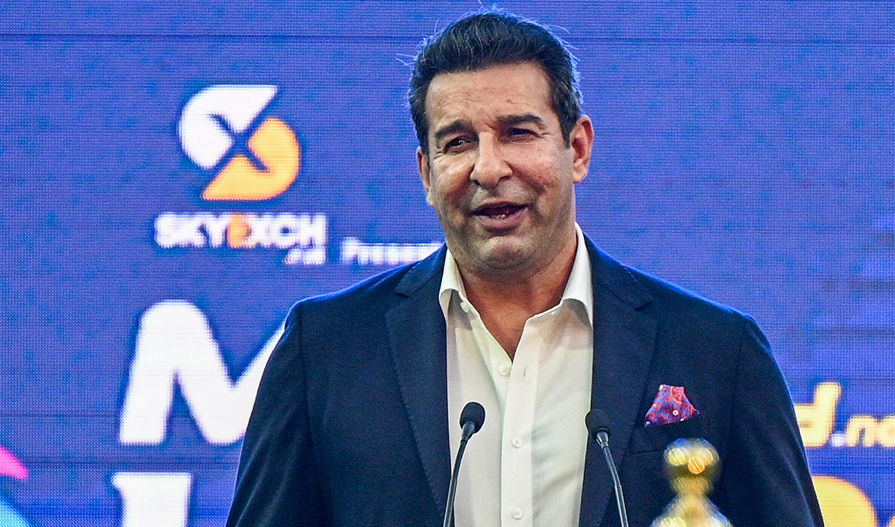 In this photo, taken on December 23, 2022, Pakistan's former cricketer Wasim Akram speaks during an event in Colombo. (AFP/File)
