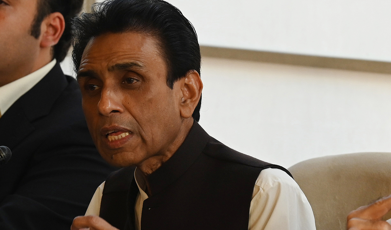 Pakistan's Muttahida Qaumi Movement (MQM-P) party leader, Khalid Maqbool Siddiqui speaks during a press conference in Islamabad on March 30, 2022. (AFP/File)