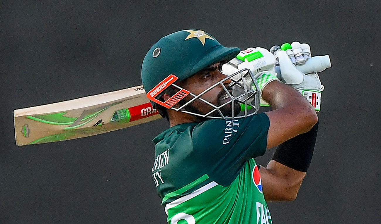 Pakistan's Babar Azam plays a shot during the third and final one-day international (ODI) cricket match between Pakistan and Afghanistan at the R. Premadasa Stadium in Colombo on August 26, 2023. (AFP/File)
