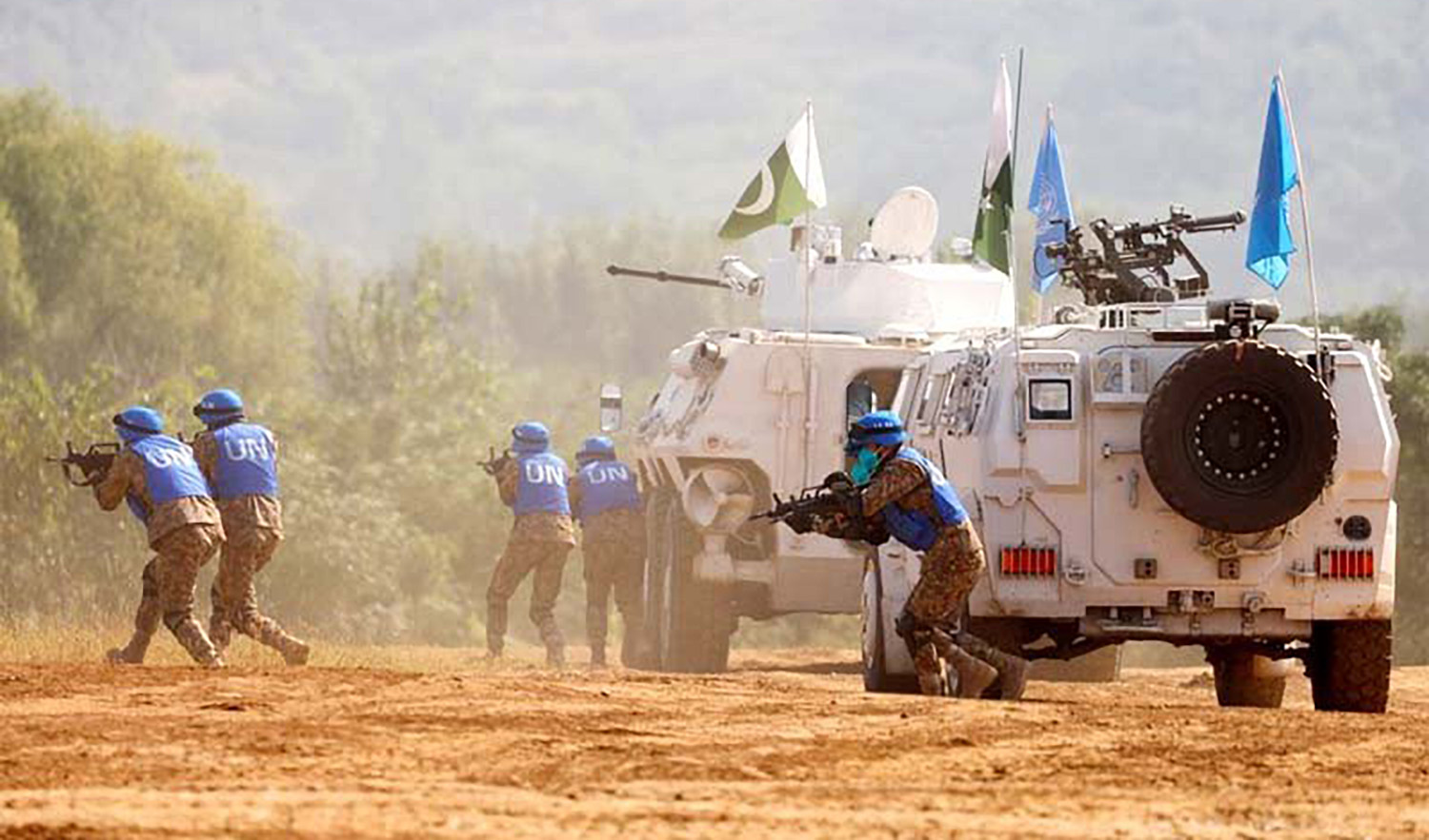 Pakistan soldiers take part in the multinational UN peacekeeping military exercise on the outskirts of Zhumadian, Henan province, China on September 15, 2021. (REUTERS/File)