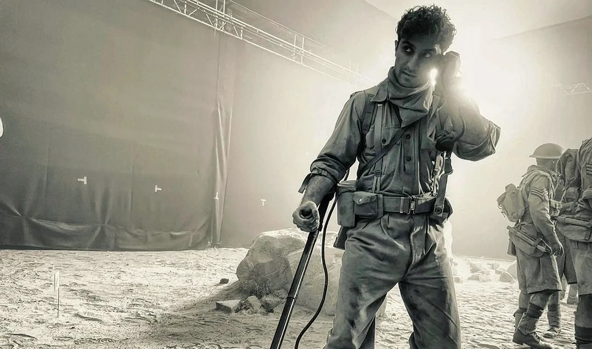 The photo posted on July 15, 2023, shows Pakistani actor Ahad Raza Mir on sets of BBC's show ‘World on Fire’. (Photo courtesy: @ahadrazamir/instagram)