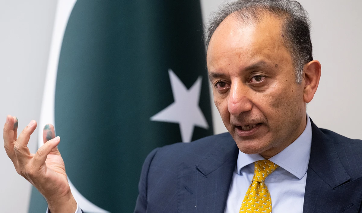 Pakistani Petroleum Minister Musadik Malik speaks during an interview with AFP at the Embassy of Pakistan in Washington, DC, on May 8, 2023. (AFP/File)