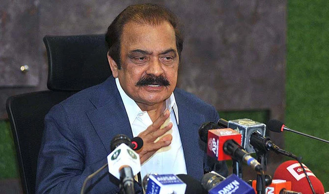 Pakistan's former interior minister Rana Sanaullah addresses a press conference in Islamabad, Pakistan, on July 28, 2022. (Photo courtesy: APP/File)