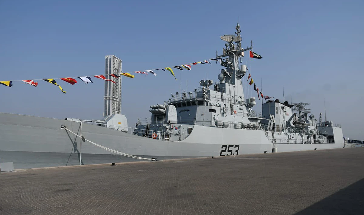 This photo, taken and released on August 13, 2023, shows Pakistan Navy Ship "SAIF" during its Regional Maritime Security Patrol (RMSP) Deployment at Port Mina Rashid, Dubai. (Photo courtesy: Pakistan Embassy UAE)