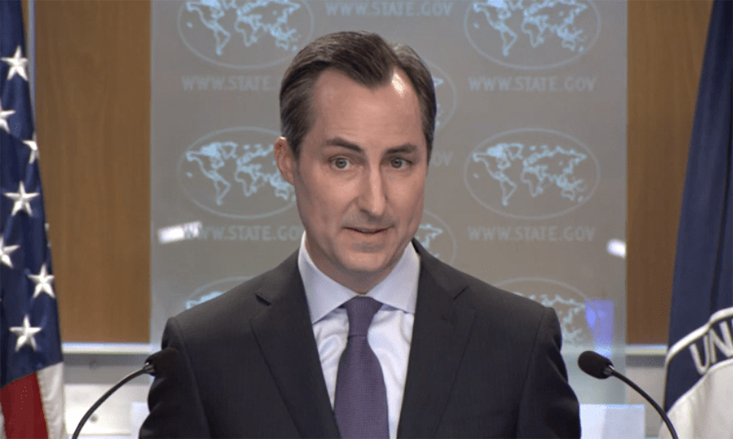 In this file photo, Matthew Miller, the State Department’s spokesperson, addresses a press briefing on June 16, 2023. (Photo courtesy: US State Dept)